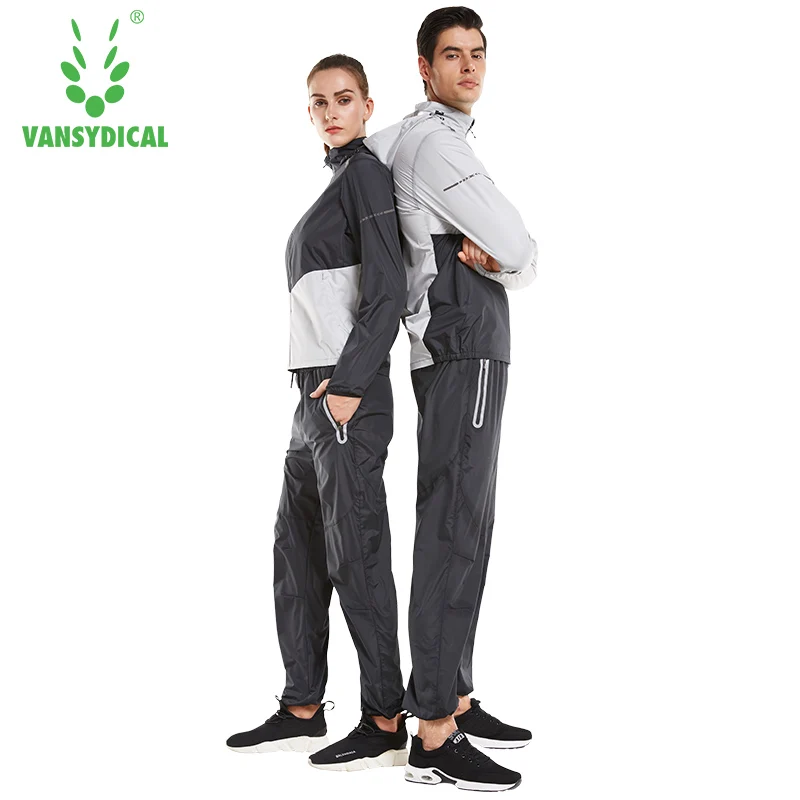 Vansydical 2018 Mens Sweat Suit Sports Running Suits Womens Fitness Lose Weight 2pcs Gym Sportswear Fitness Track Training Suits