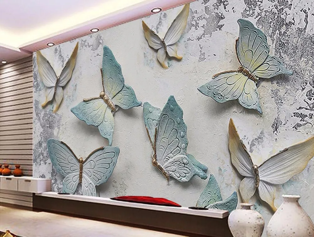 Beibehang пользовательские фото обои фрески 3D бабочка рельеф стены фон обои для стен 3 d papel де parede обои