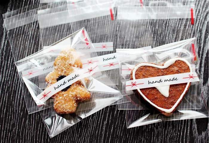 100 шт простой прозрачный бант OPP свадебный мешок для выпечки конфет печенья торта