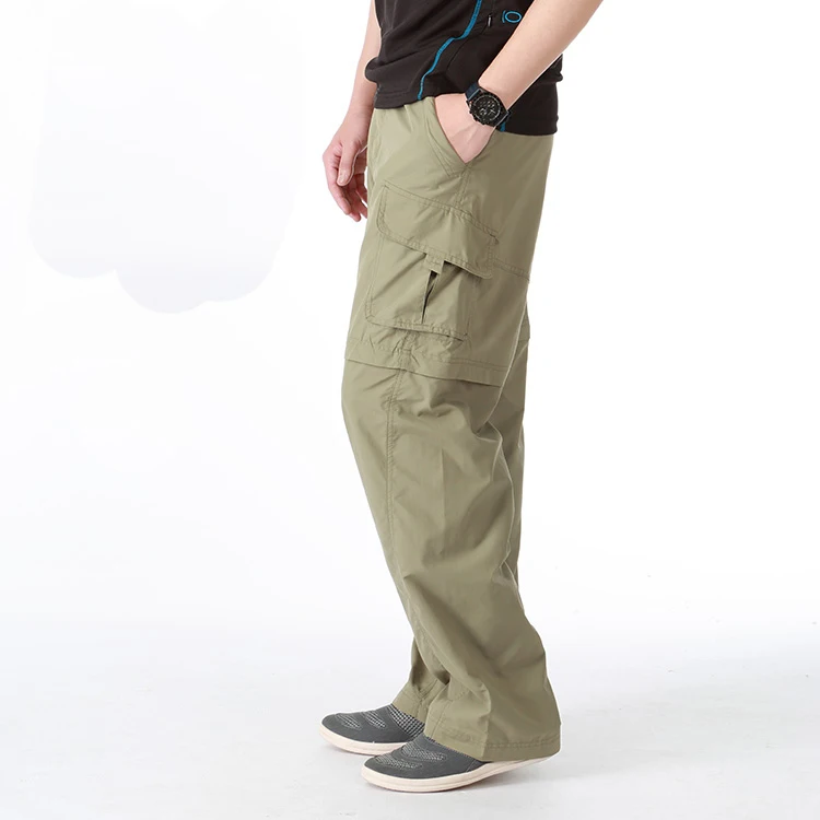 Khaki color Мужские штаны для рыбалки, ультра-светильник, дышащие быстросохнущие UPF45 брюки, много карманов, отстегивающиеся штаны, брюки для походов на открытом воздухе - Цвет: Khaki color