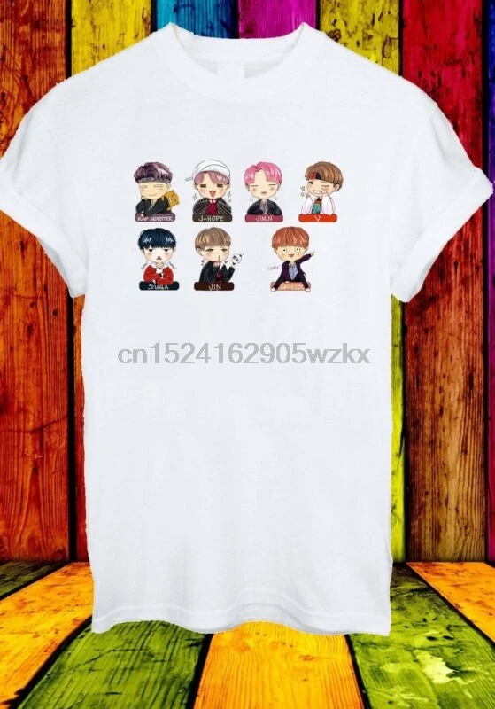 Bts Boy Band Icon K POP Jin Suga J Hope RM Jimin V Мужская и женская футболка унисекс 357|Мужские