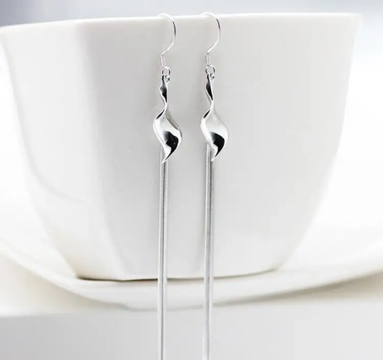 Mildly Silver Exaggerated Twisted Korean jewelry Sale Tassel Version Earrings Piece Fashion earrings pendientes oorbellen hot | Украшения и