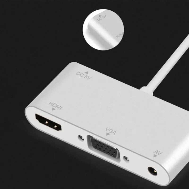 Silver Популярный универсальный конвертер Lightning для HDMI VGA Jack аудио ТВ Кабель-адаптер для iPhone X 8 7 7 Plus 6 6S для iPad серии - Цвет: Silver