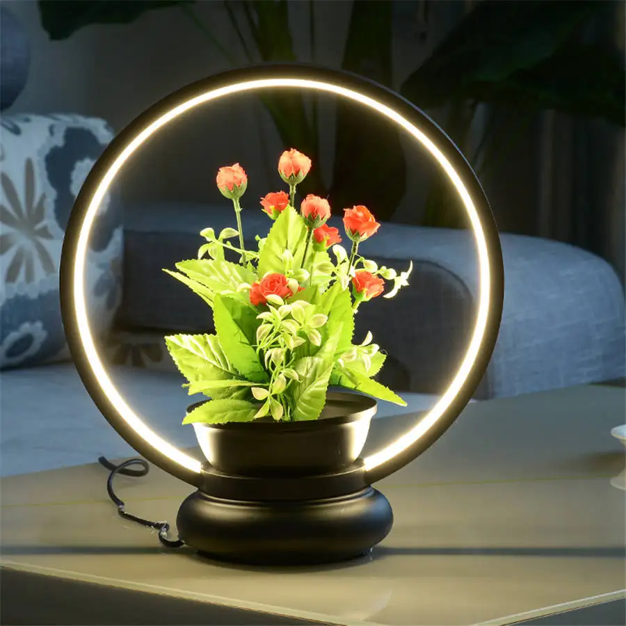 nordic teenage Artificial flower led table lamp for living room cafe romantic home deco bedroom modern creative light | Лампы и