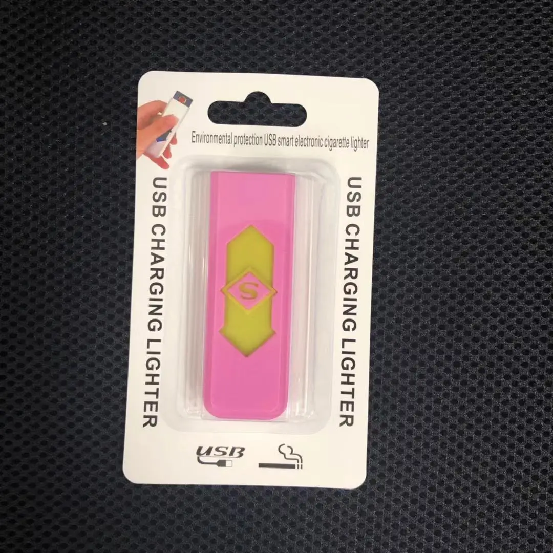 Розовый Перезаряжаемая через USB Зажигалка подарок на заказ креативный праздничный свадебный подарок ветрозащитный электронный прикуриватель - Цвет: Розовый
