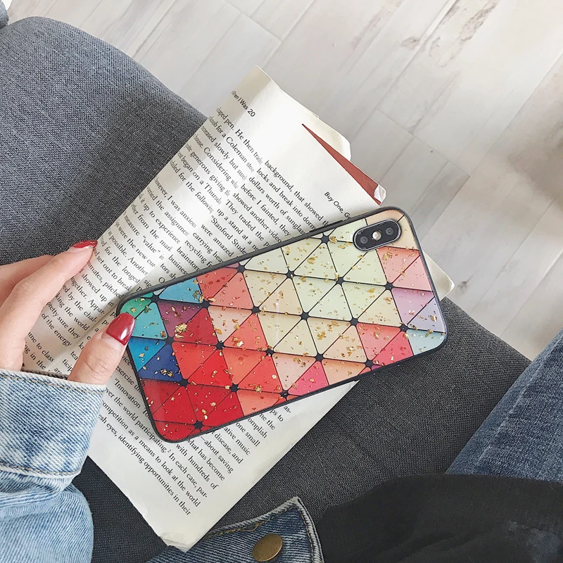 Lingge текстурный чехол для iphone 7 6 6s 8 plus X Xs max XR яркие глянцевые чехлы телефонов с