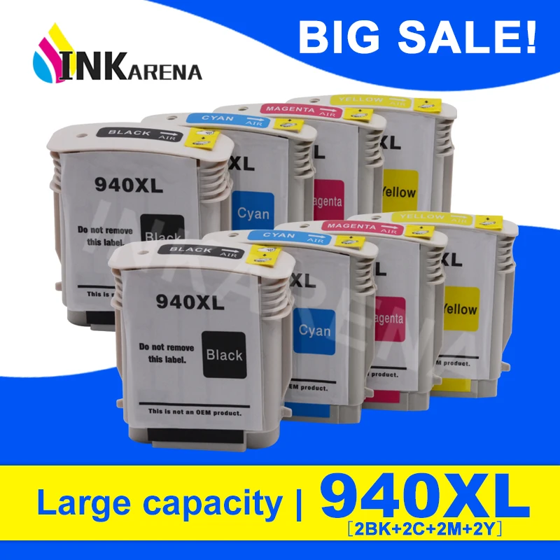 

INKARENA For HP Ink Cartridge 940 940XL C4906A C4907A C4908A C4909A For HP Officejet Pro 8000 A809a A811a A809n 8000 8500 A909b