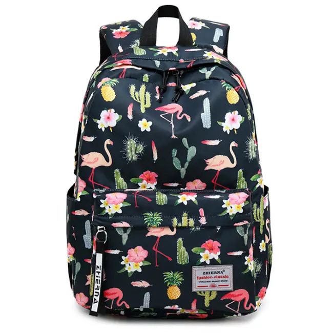 Black Flowers Модная холщовая женская школьная сумка, рюкзаки для девочек, Mochila Escolar, с принтом, рюкзак для компьютера, ноутбука, школьный рюкзак, сумка для книг - Цвет: Black Flowers