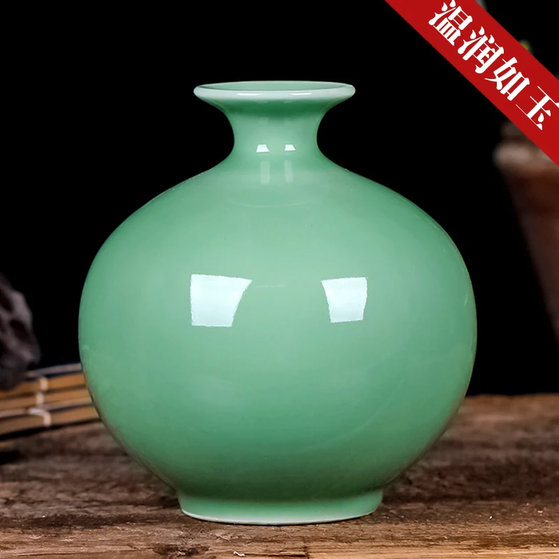 

Jingdezhen ceramic flower vase celadon table small modern Chinese Home Furnishing living room decor craft ornaments