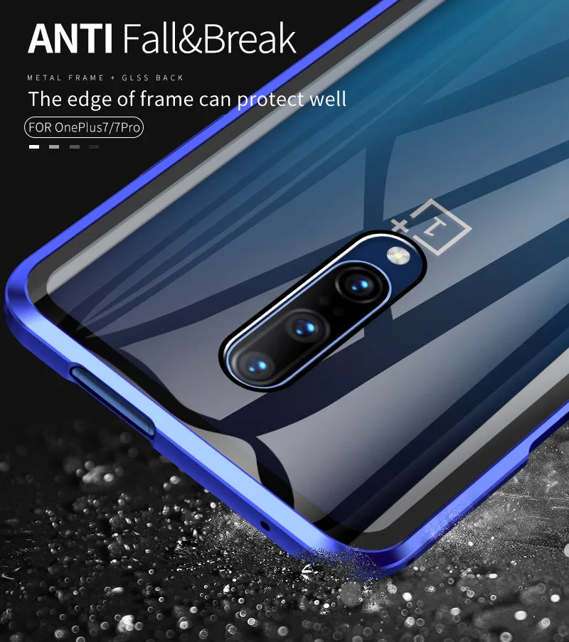 Роскошный магнитный металлический чехол для Oneplus 7 Pro, переднее стекло, двойное стекло, защита экрана OnePlus7pro Oneplus7 360, полное покрытие