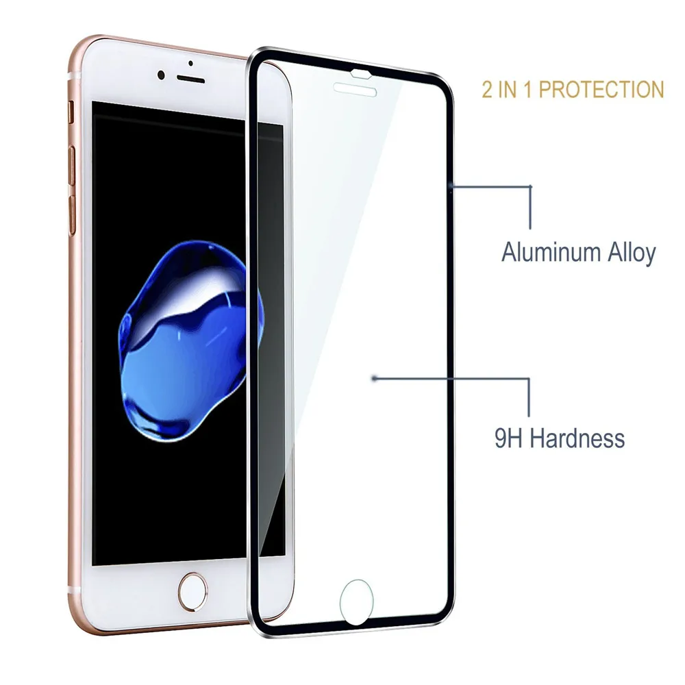 Сплав края 3D закаленное Стекло Full Cover для iPhone 7 8 плюс Экран протектор Дисплей