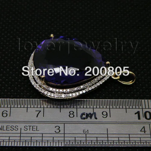 Новинка элегантные кулоны с аметистом 14K желтое золото алмазная подвеска груша