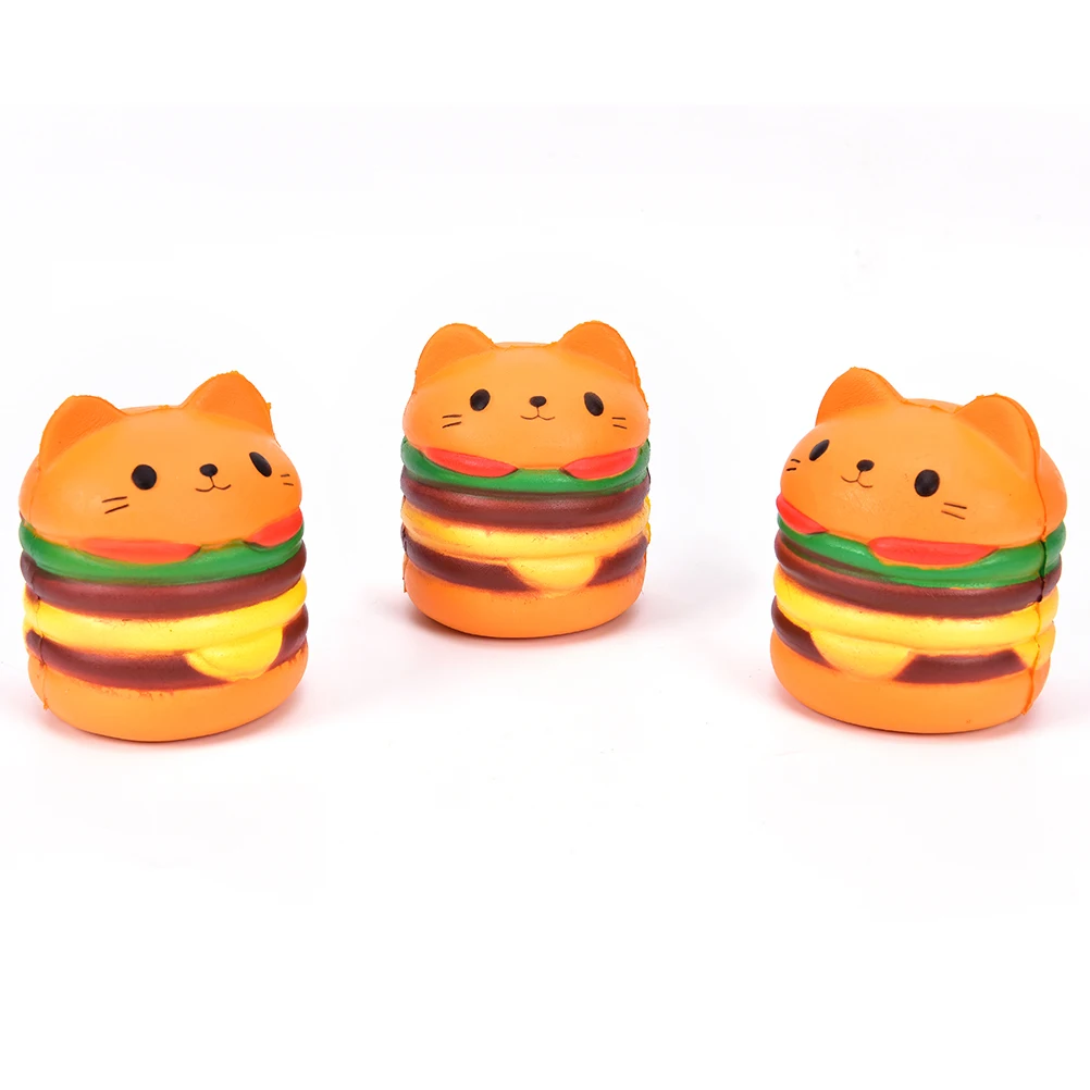 

Cat Burger Slow Rising Reliever Healing Antistrss Cat Hamburger Stress Relief soft phone straps toy collection Simulation