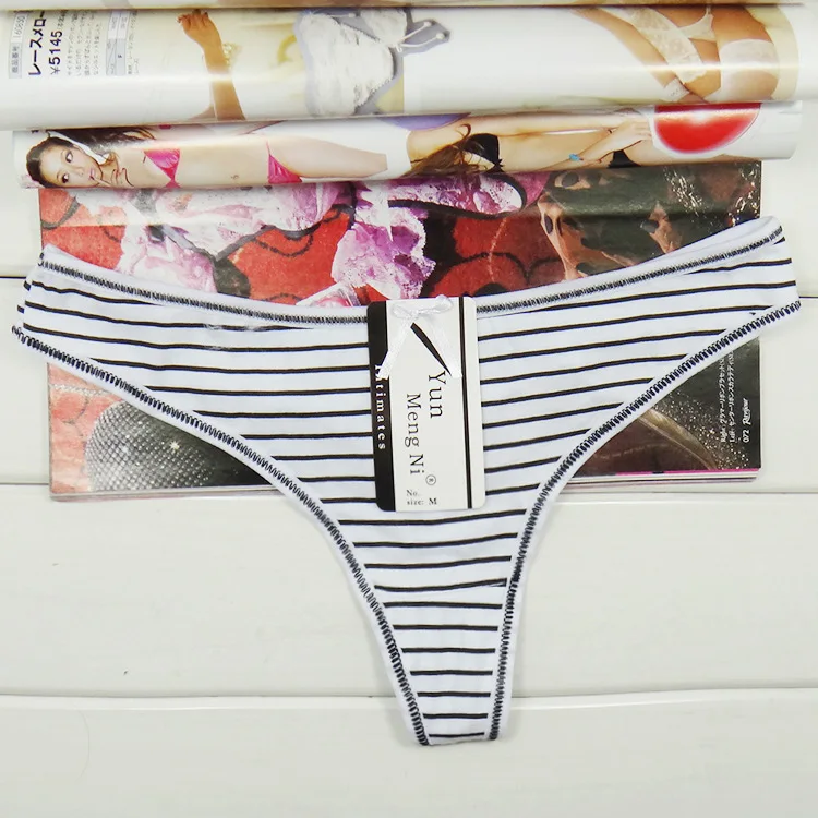 Женские стринги брендовые хлопковые полосатые женские трусики нижнее белье