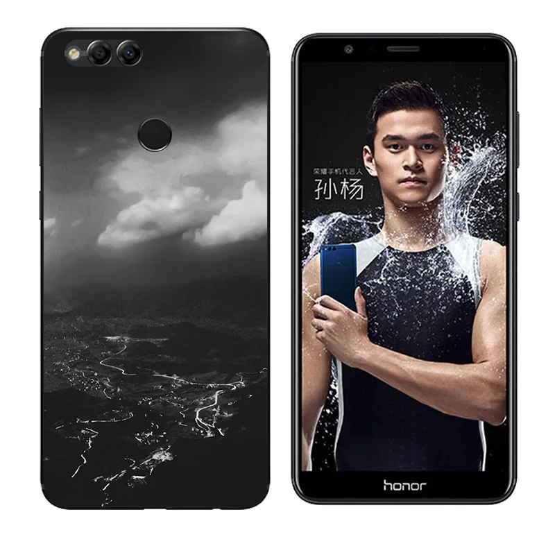 Clear TPU for Honor 7X Back Phone Cover Soft Silicone Huawei honor Const Printing Cases 5.93&quot Fundas |