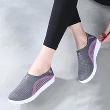 Women's Mesh Flat shoes patchwork slip-on Cotton Casual shoes for woman Walking Stripe Sneakers Loafers Soft Shoes zapato