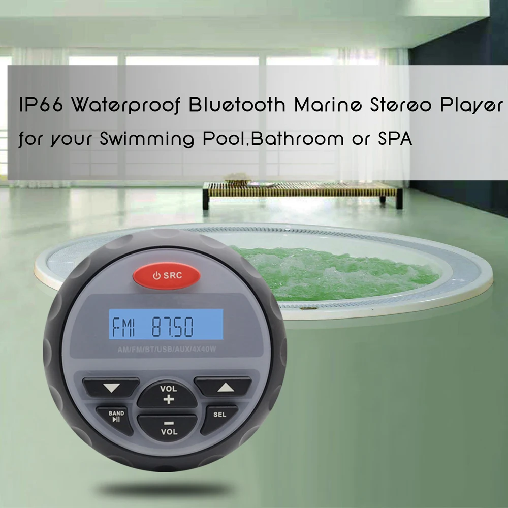 IP66 Водонепроницаемый морской Калибр Радио FM AM Аудио Стерео Bluetooth + крошечные