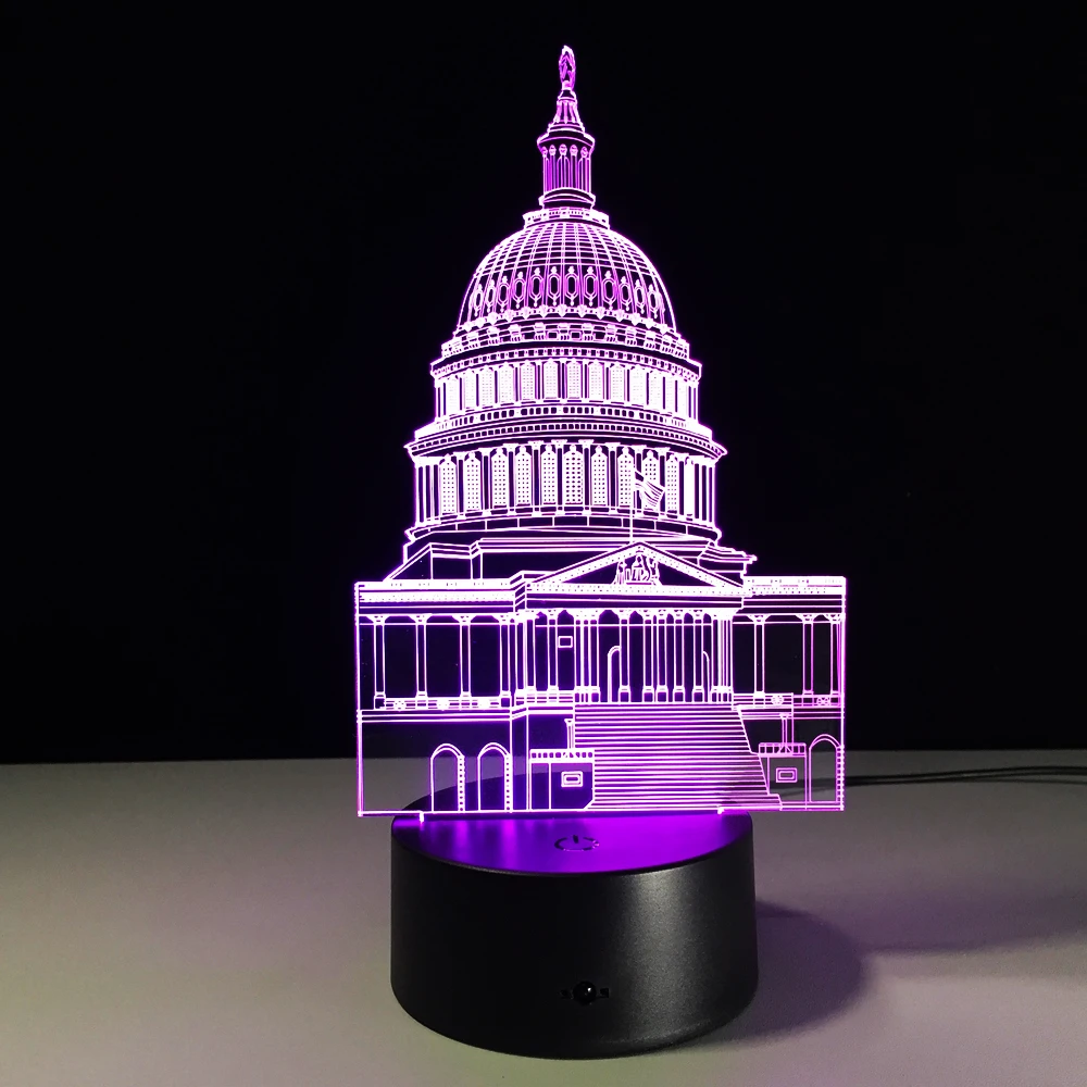 Белый дом красочные 3D ночника акриловые лазерной резьбы Art светодиодный Спальня