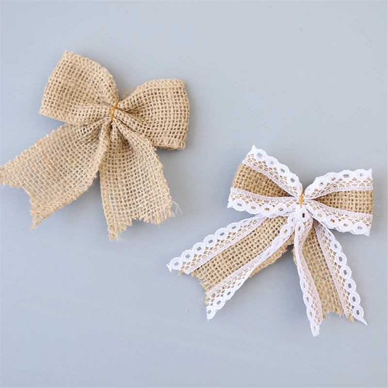 1 шт. натуральные льняные бантики милые деревенский Свадебный декор ремесленные