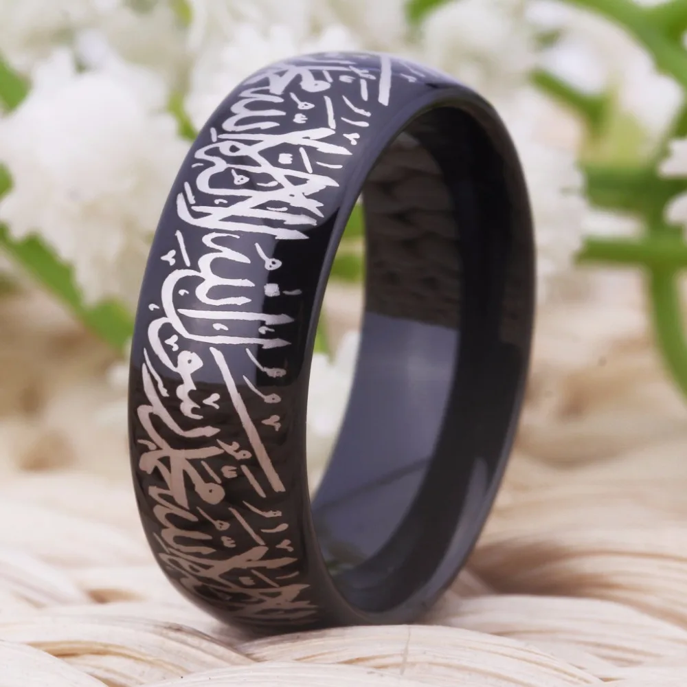 YGK ювелирные изделия горячие продажи 8 мм ширина черный купол Shahada кольцо для
