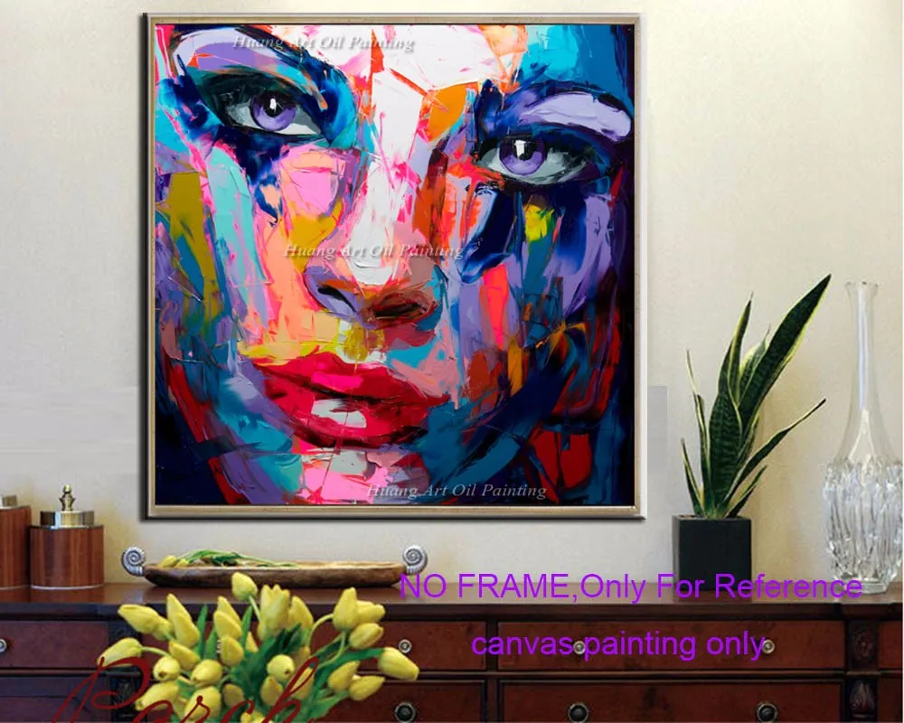 Профессиональная картина ручной работы художника на холсте Nielly Francoise абстрактный портрет Женщины голубое лицо картина маслом Настенный декор