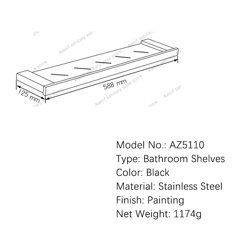Черный Нержавеющая сталь Ванная комната латунные настенные полки косметический