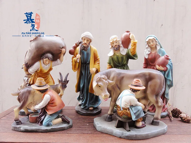 6 шт./компл. поделки из Смолы Иисус Библия История персонажи сцены рождественские