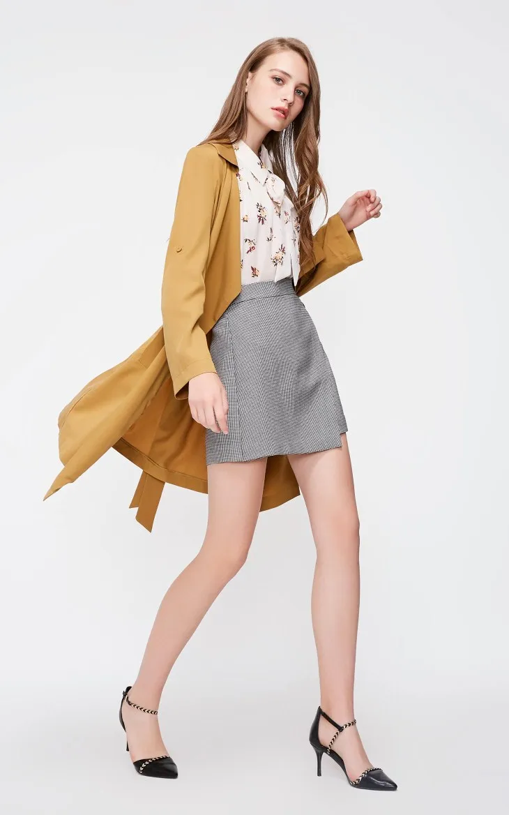 Vero Moda Женские OL стиль лацкан драпировки удлиненная ветровка | 318321513