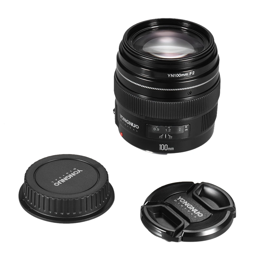 Объектив Yongnuo YN100mm F2 для среднего телеобъектива Canon объектив 100 мм EOS Rebel Camera AF MF 1200D