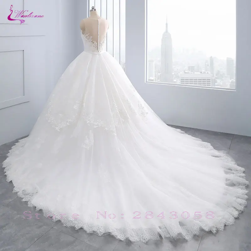 Waulizane Charming Silky Tulle Scoop Ball Gown Wedding Dresses Shiny Beading Sashes With Button Sleeveless Princess Bride Dress | Свадьбы и
