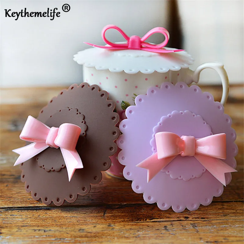 Симпатичная кружевная силиконовая крышка с бантом Пылезащитная многоразовая