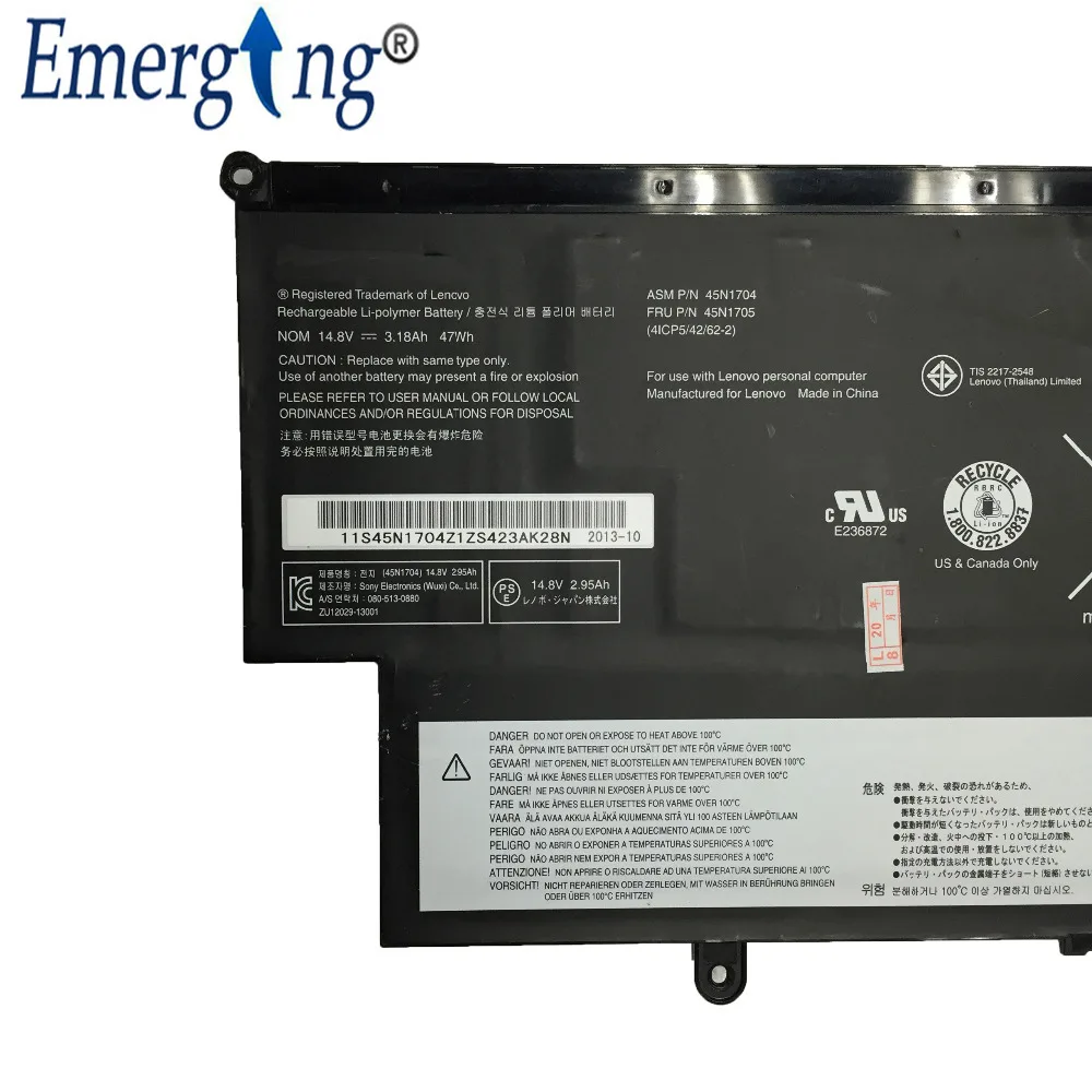 Новый оригинальный аккумулятор для ноутбука Lenovo Thinkpad 14 8 YOGA S1 45N1704 45N1707 45N1705 12 5 в 47