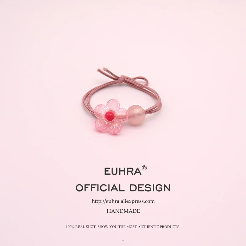 EUHRA, 5 цветов, эластичная прозрачная яркая лента для волос с лепестками для девочек, детская резинка, высокая эластичность