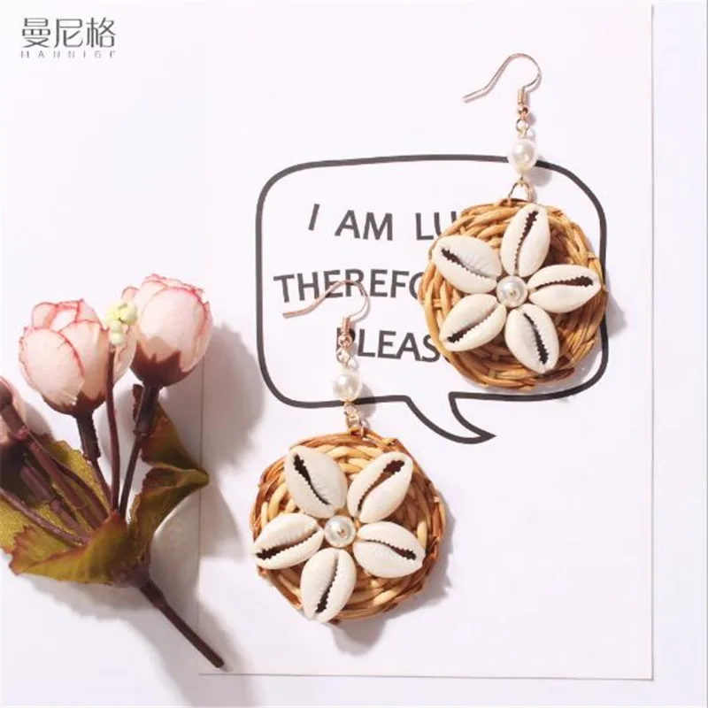 Женские серьги-подвески сделай сам в виде морской раковины богемном стиле летние