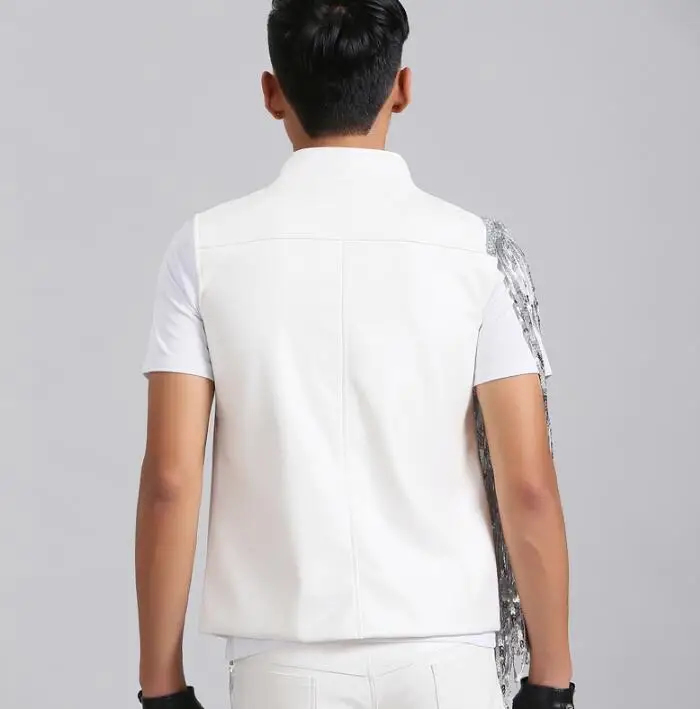 Белый мужской жилет с кисточками кожаная одежда camiseta tirantes персонализированное