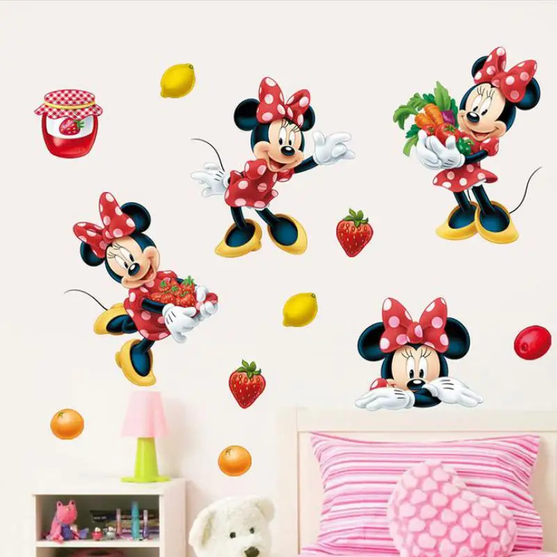 Велосипедный спорт Микки наклейки на стену для детских комнат виниловые дерево