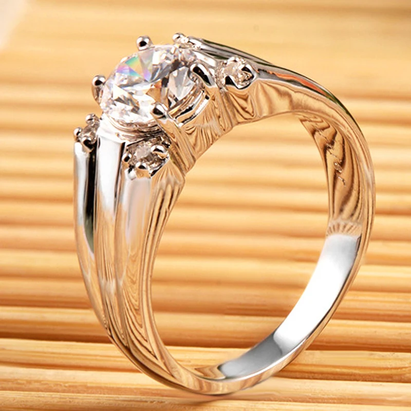 Кольцо VVS H 0 3 карат с круглыми огранками Moissanite Lab мужское кольцо для свадьбы