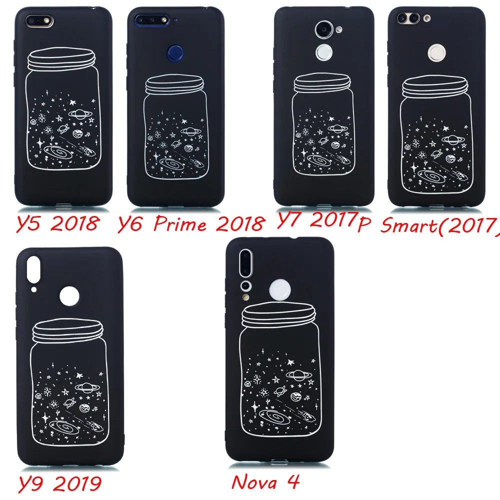 Soft Light Thin Painted Back Fitted Case for Huawei P20 P30 Lite Pro Nova 4 Y5 2018 P Smart 2017 Y9 2019 Universe Pattern Cover |