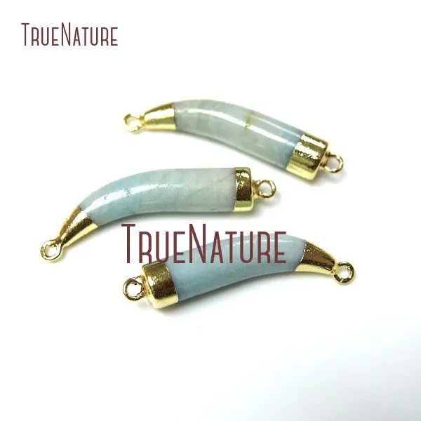 

10Pcs Gold Color Horn Tusk Connector Amazonite Connector For Less 33x7mm PC17