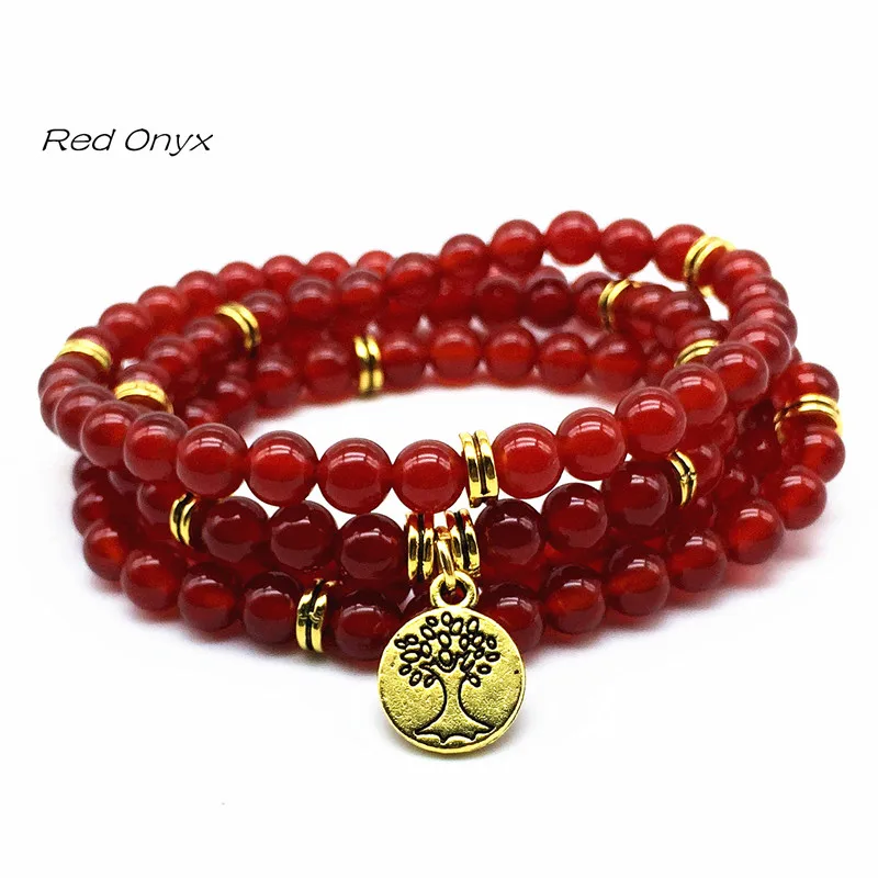 

75CM Women Bracelet Natural Carnelian Bead Yoga Charm Necklace Gold Bead Fashion Jewelry For Girls Gift 2019 New Style