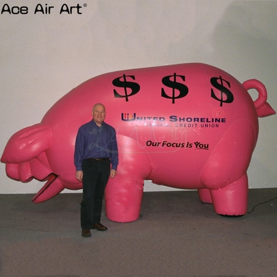 

Custom Vivid 2.5m L Big inflatable Piggy Bank Pink Air Boar with Customized Logos for Advertising or Promotion