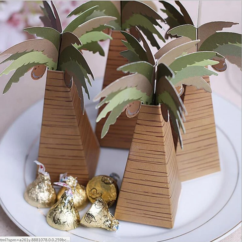 

100Pcs/lot folding palm treeDIY Party favors paper box gift box wedding gift for guests