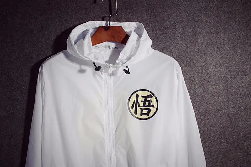 TANG унисекс косплей мужские летние куртки Jaqueta Masculina аниме Dragon Ball тонкая Солнцезащитная ветровка с капюшоном