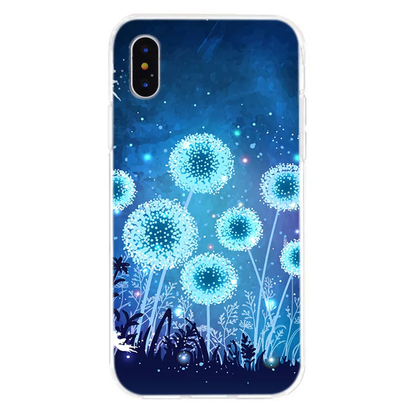 Мягкий силиконовый чехол из ТПУ С Рисунком бабочки одуванчика для iPhone6 7 8 plus XS Max X