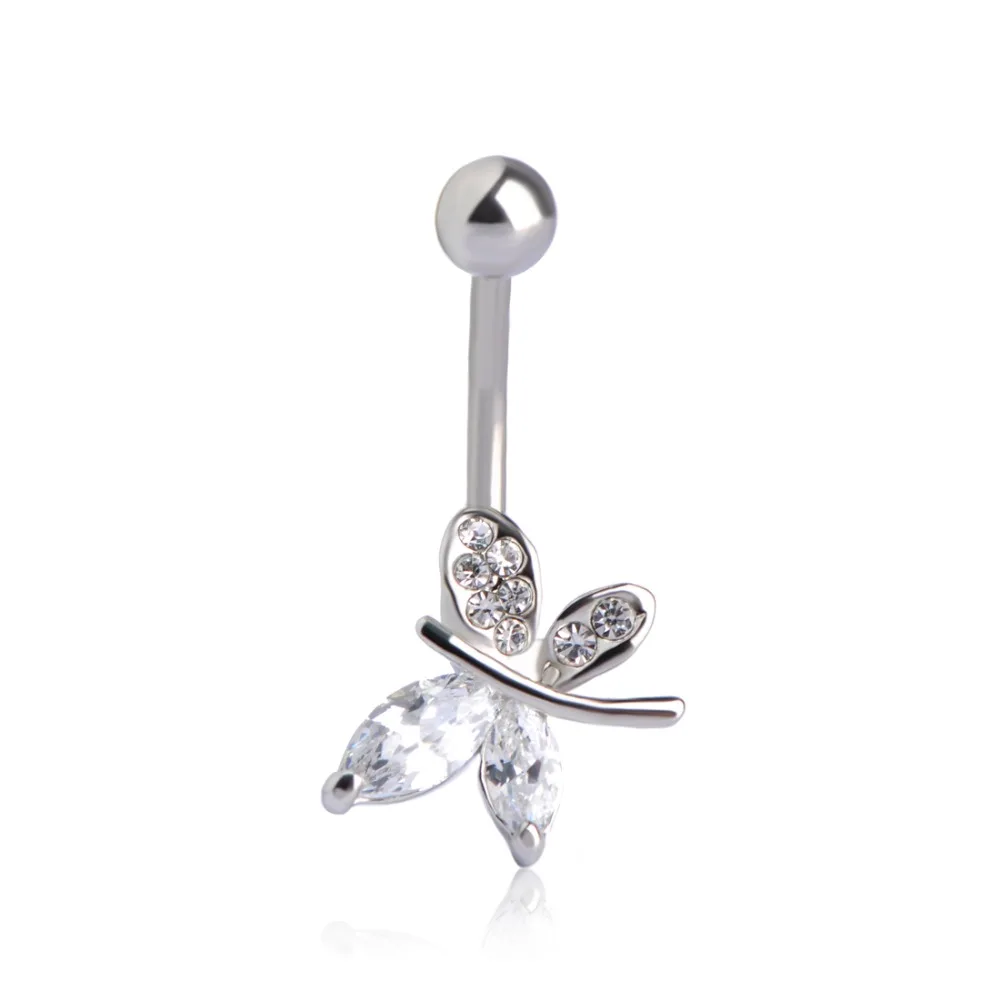 Циркон зубец установка зеленый кристалл пупка колокольчик кольцо бабочка