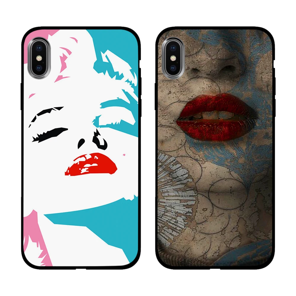 Художественный стиль с большими губами Мягкий ТПУ чехол для Apple iPhone 6 6S 7 8 Plus 5 5S SE X