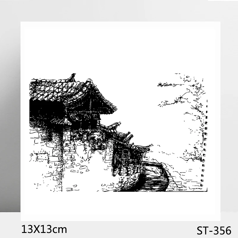 

ZhuoAng Ancient Villages Clear Stamp Seal for DIY Scrapbooking Photo Album Card Making DIY Decoration Supply