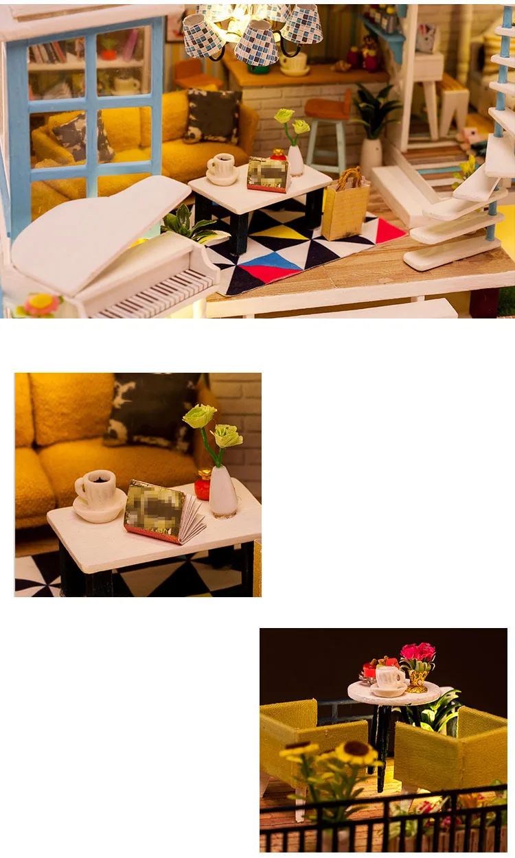 Детские игрушки Diy кукольный домик собирать деревянные Miniaturas кукольный дом мебель миниатюрный кукольный домик Головоломка Развивающие игрушки для детей
