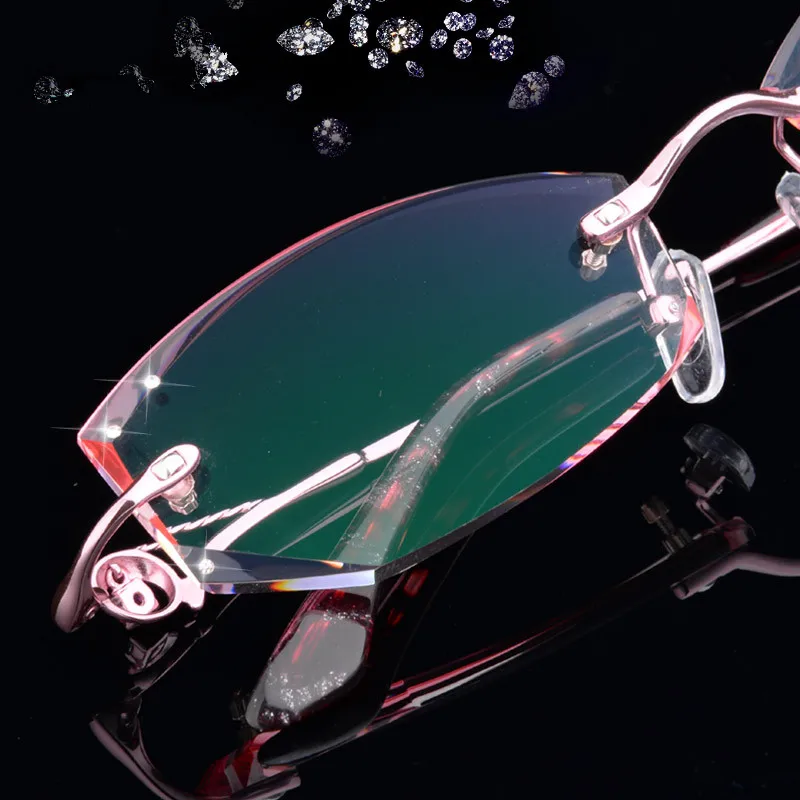 Очки без оправы женские оптические аксессуары со стразами при близорукости и