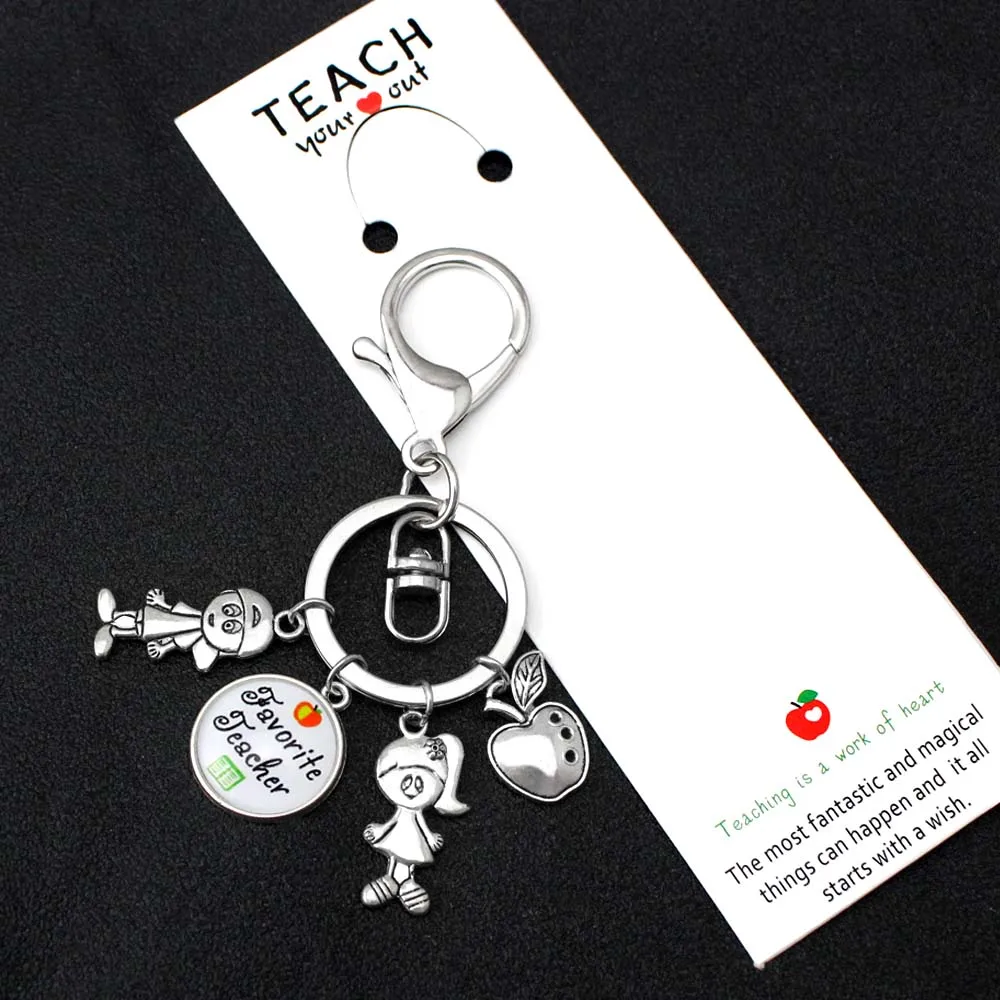 

Teacher Appreciation Apple Teach Love Inspire Keychains Kids Charms Key Chain Key Ring Women Men Male Unisex Keyring Jewelry